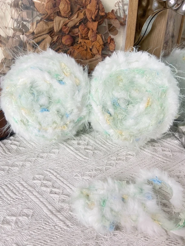 【Muzi】 海洋之心2.0|diy手编特色手混线皮草线编织卡套围巾帽子包