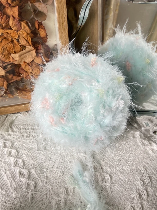 【Muzi】靛蓝花海|diy手编特色手混线皮草线可编织卡套围巾帽子包