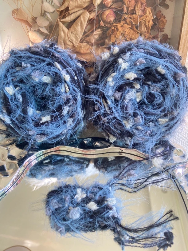 【Muzi】墨染烟蓝|diy手编特色手混线毛线团可编织卡套围巾帽子包