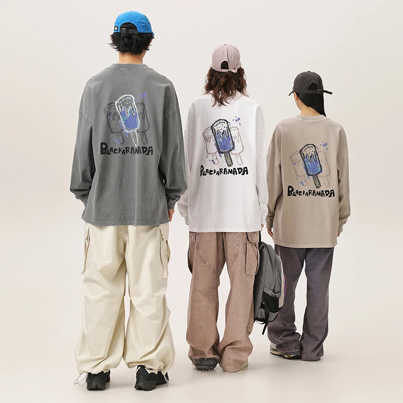 【水墨印染卫衣】重磅棉卫衣设计师水墨工艺男女款卫衣微落肩微宽松