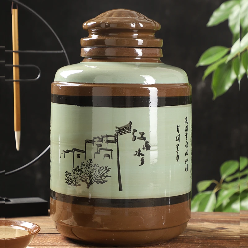 陶瓷酒坛10/30/50斤泡酒坛泡酒专用酒瓶窖藏土陶老式酒瓶带密封盖