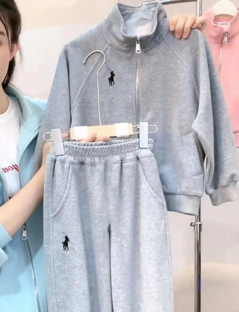 不加绒立领套装男女宝宝卫衣裤子春秋款运动时尚休闲