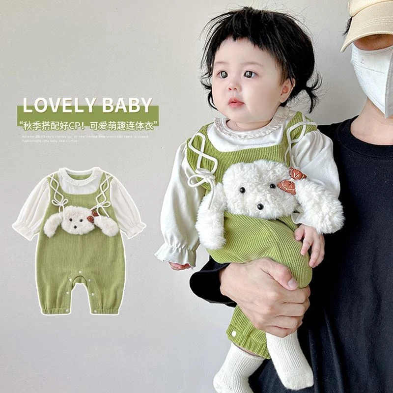 婴儿连体衣秋款女宝宝早秋衣服秋装秋季套装可爱包屁衣外出服哈衣
