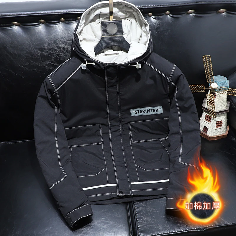 连帽棉衣男外套冬季新款时尚青年潮流加棉加厚保暖男装休闲棉服