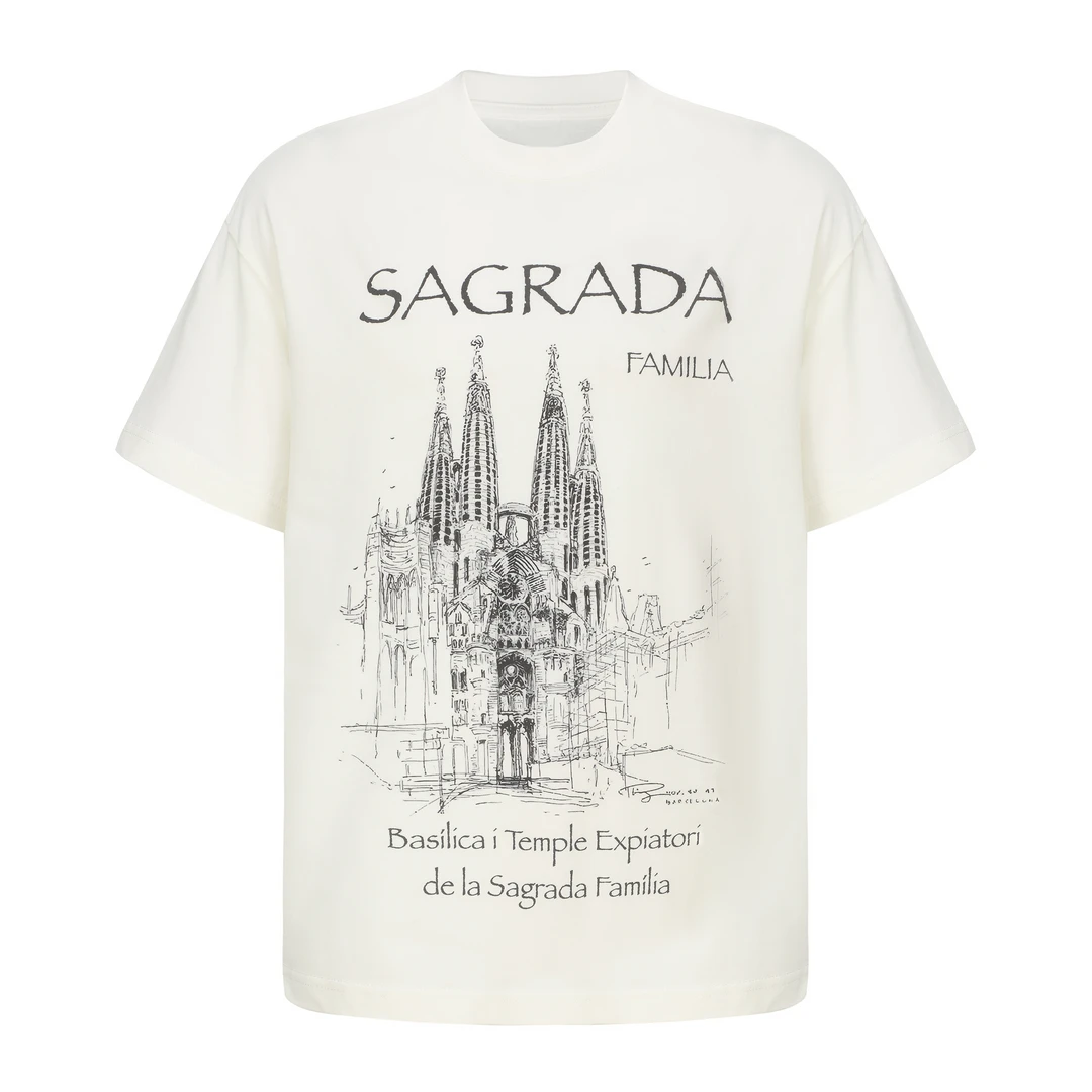 E86LAB城堡圆领宽松休闲短袖TEE夏季运动舒适弹力新疆棉男款