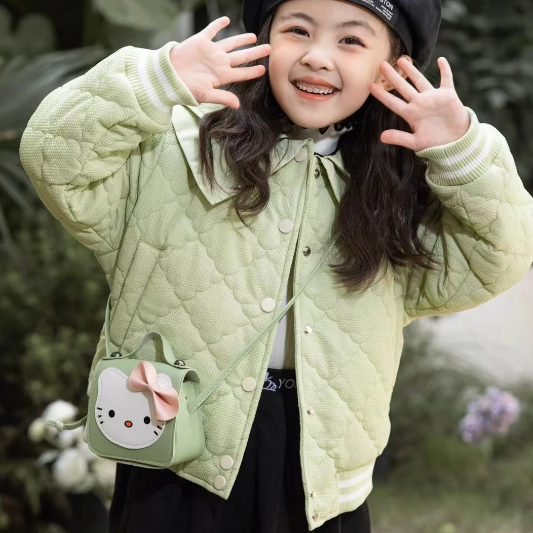 《QPG》 2024冬季儿童女宝时尚翻领小巧包包百搭外套  3Q232