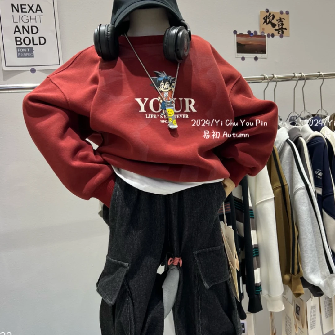 《YCYP》   2024冬季儿童时尚韩版卡通动漫人物圆领加绒卫衣 8532