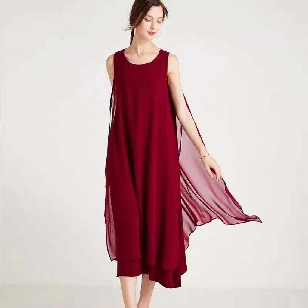时尚气质飘逸无袖连衣裙9608#