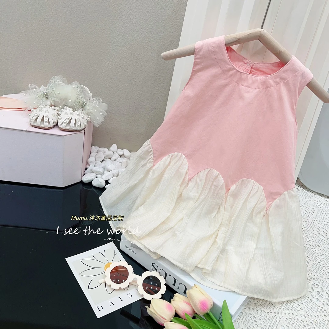 女童鱼尾连衣裙夏季新款2024洋气A字裙小童芭蕾美学设计感公主裙