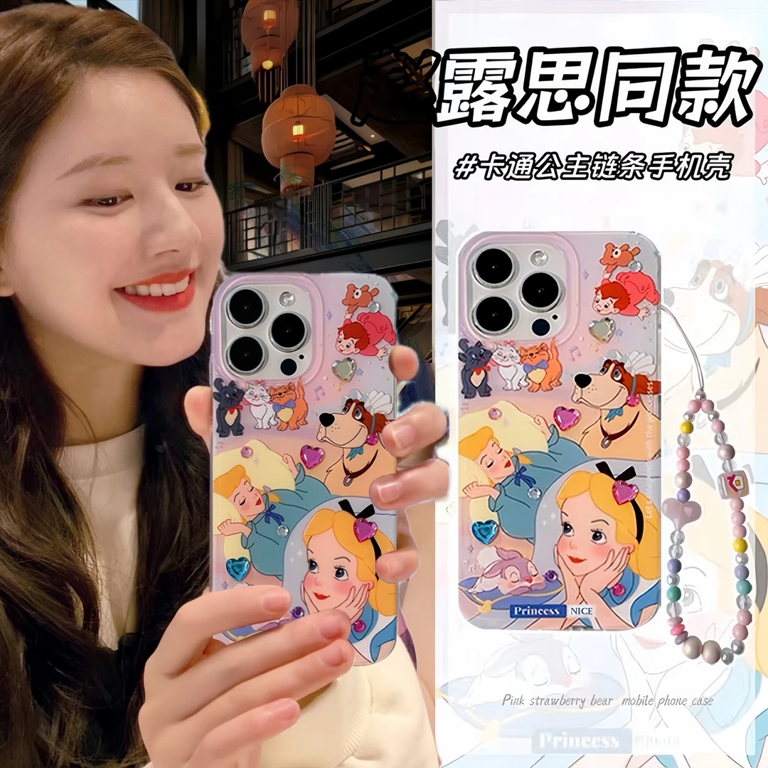 露思同款卡通苹果14手机壳iphone13软12promax/11少女爱丽丝公主