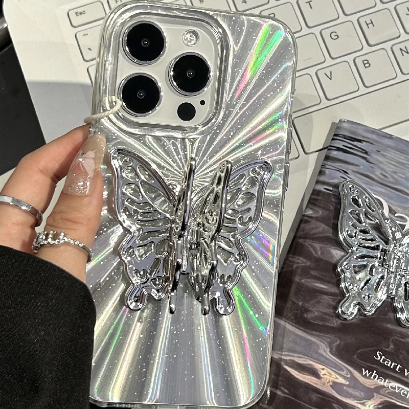 FANKE极光细闪蝴蝶苹果15手机壳iPhone13promax轻奢11/14女12小米