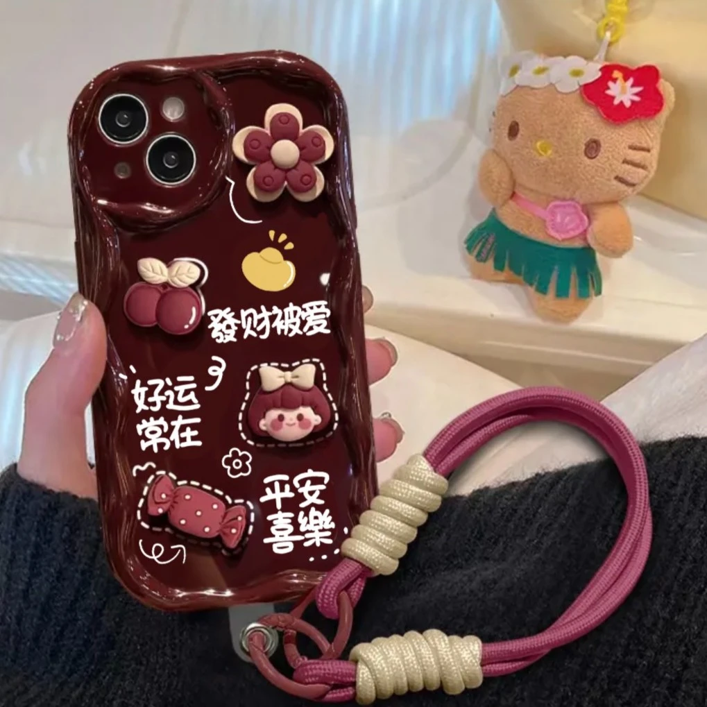 创意發财女孩公仔适用iPhone15/14/13手机壳苹果小米vivo华为oppo