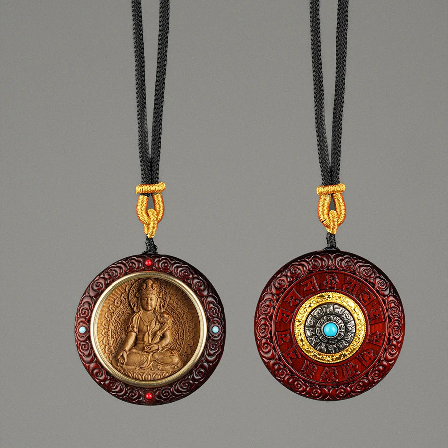 非金属木质吊坠 国风十二生肖情侣项链黑檀紫檀本命佛吊坠车挂饰