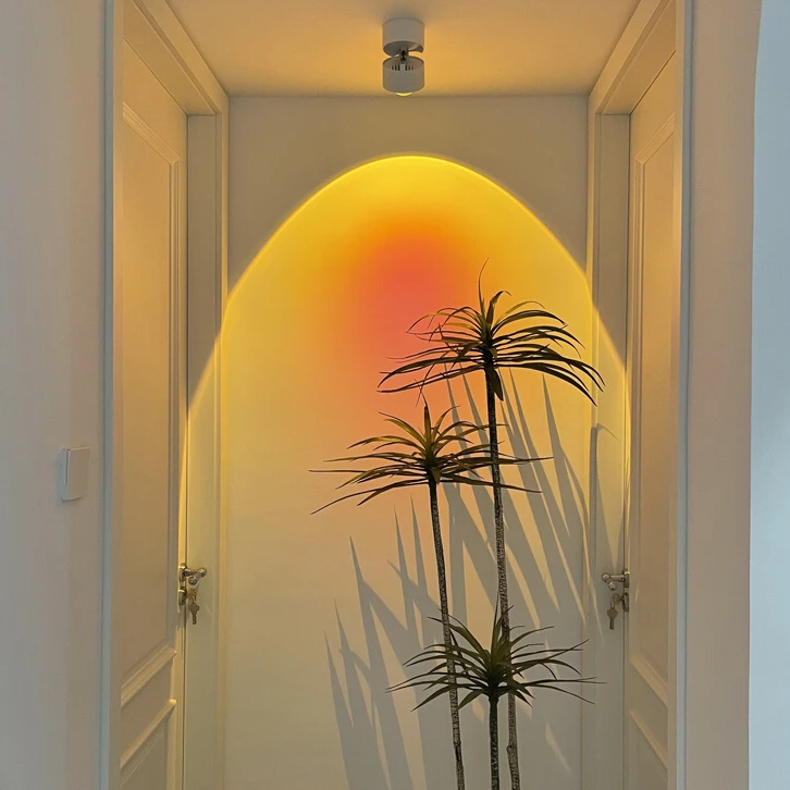 日不落射灯家用洗墙可调角度轻奢创意日落灯玄关明装日落氛围灯