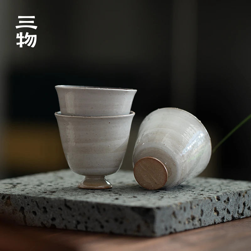 南山先生 拙影品茗杯 手工粗陶喝茶客杯独特功夫陶瓷品杯中式复古