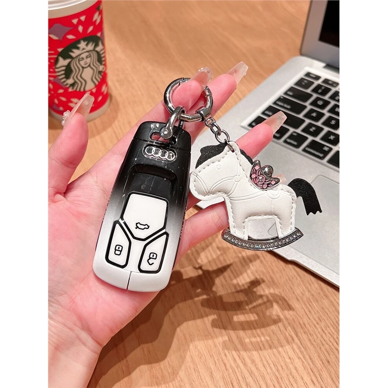 适用奥迪A4L车钥匙套Q5L高档Q7 A3 A6L A7 A8 Q2l Q3包扣壳女简约