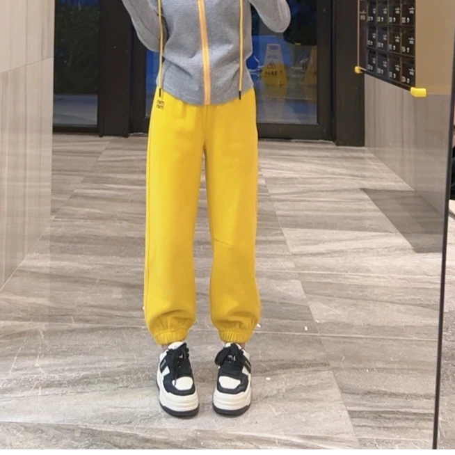 奈奈妮【悠闲派】束脚加绒卫裤显瘦百搭休闲运动裤535