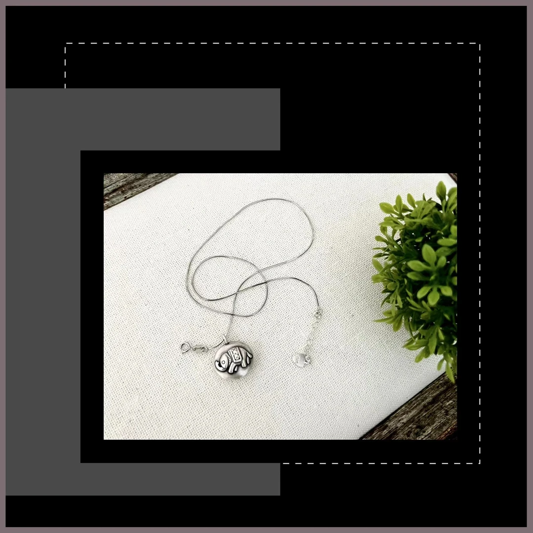 吊坠足银 YS001足银项链大象吊坠做旧手工吉字纯银锁骨链