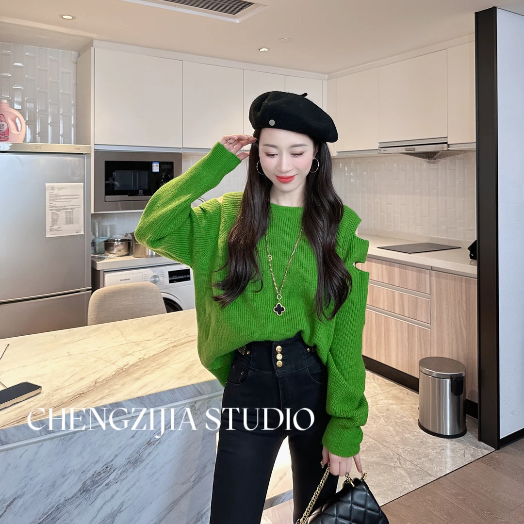 MY0228破洞袖宽松毛衣02