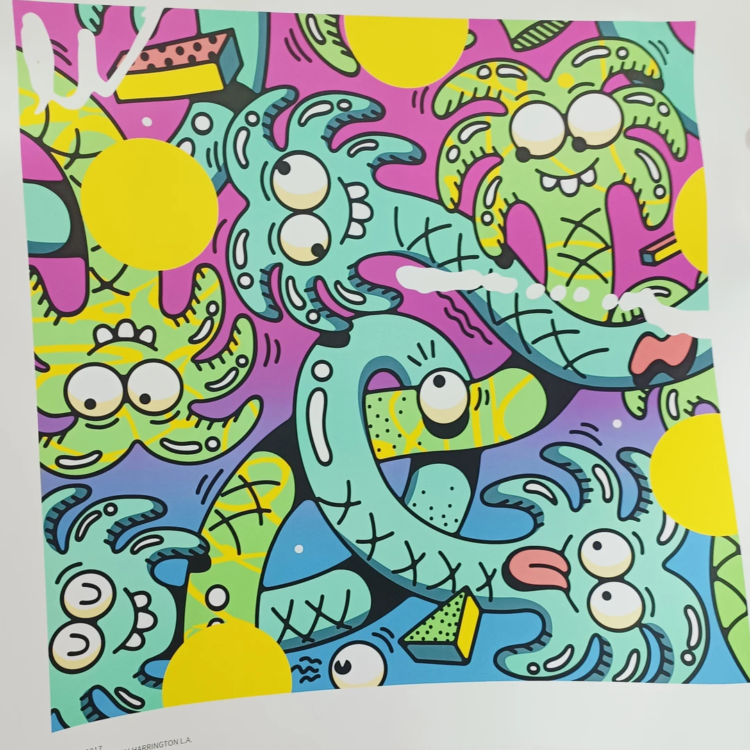 椰子树版画，绿色无签名，潮流