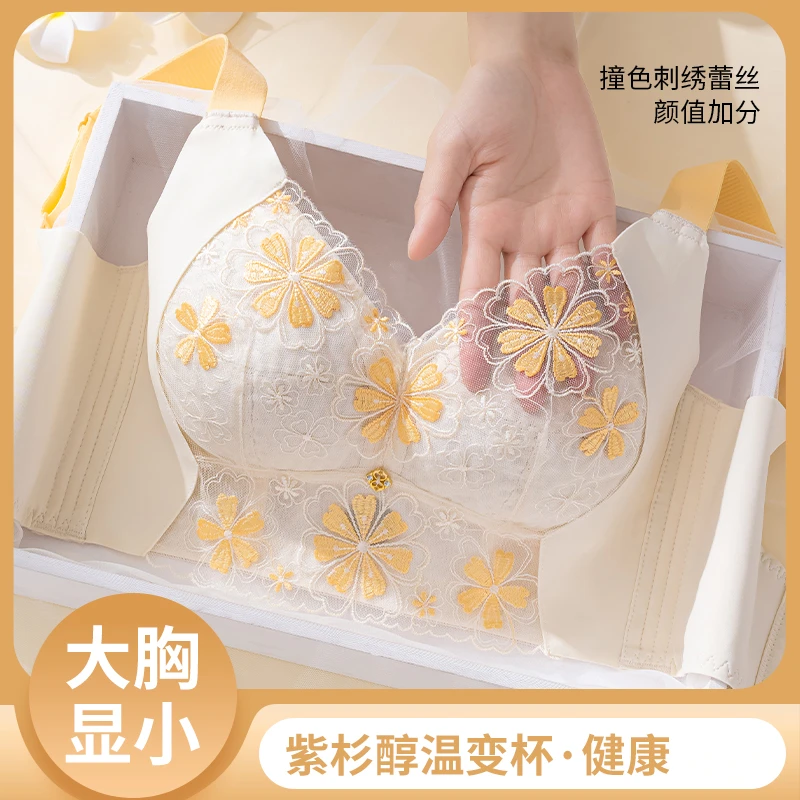 梦玫思 （心花怒放）大胸显小文胸夏薄款内衣女上托防下垂收副乳