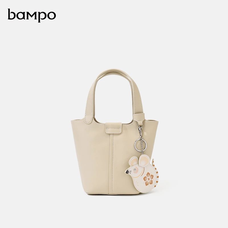 BAMPO半坡小水桶包时尚百搭小众女士真皮菜篮子包经典手提包包