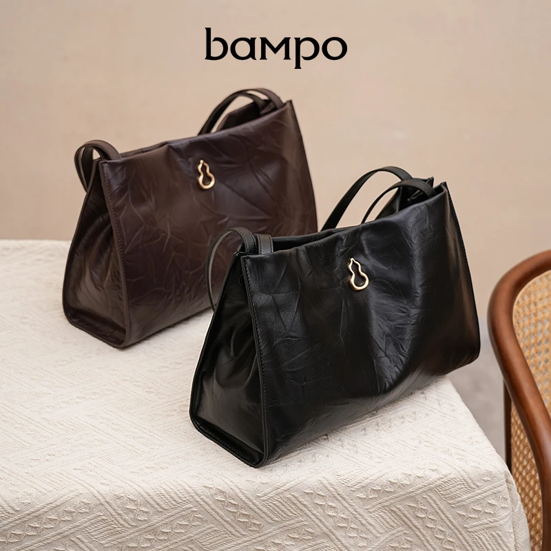 BAMPO半坡福瑞方方包 头层牛皮单肩包2025新款通勤斜挎托特包女