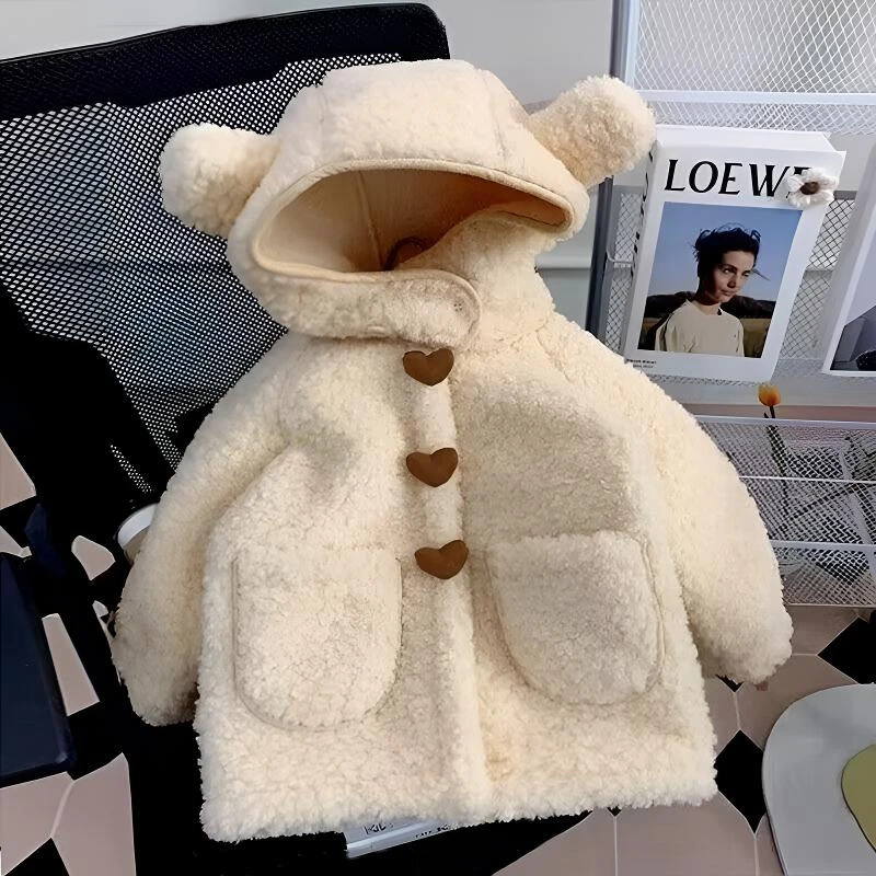 女童外套加绒秋冬新款洋气宝宝毛毛衣加厚上衣羊羔绒儿童冬季衣服