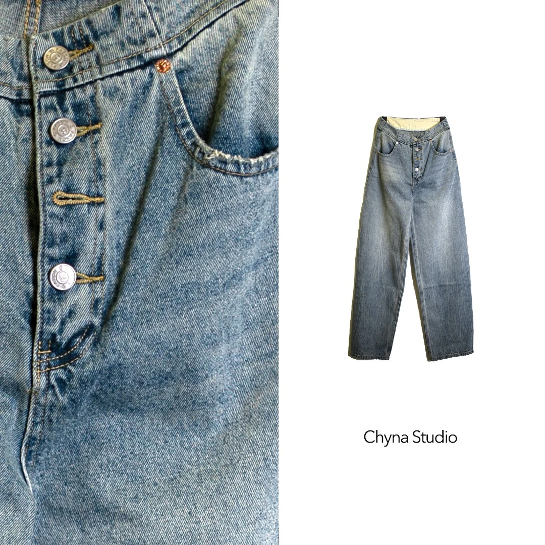 【Max Monan】双直 直筒高腰百搭显瘦水洗毛边牛仔裤CG2024WX301