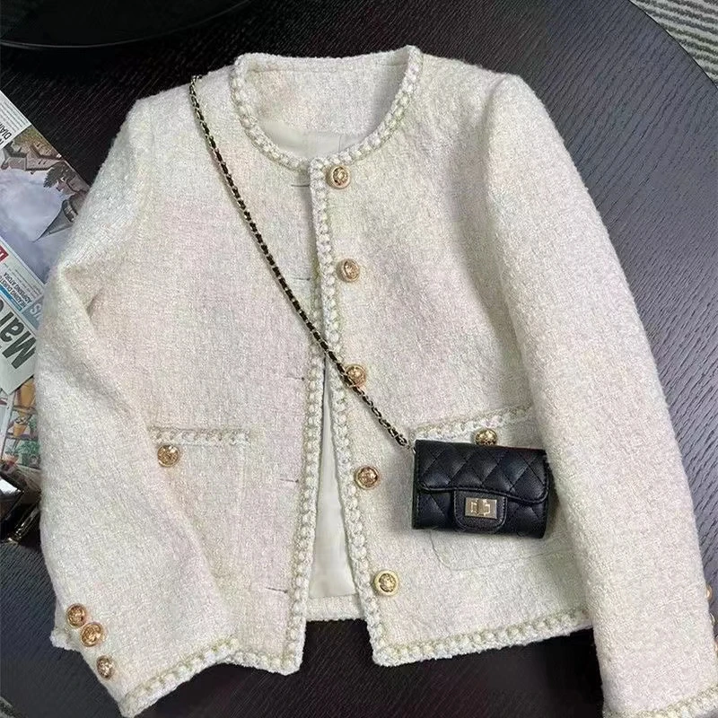 专属2025年春秋季新款韩版米白色法式短款小香风外套女