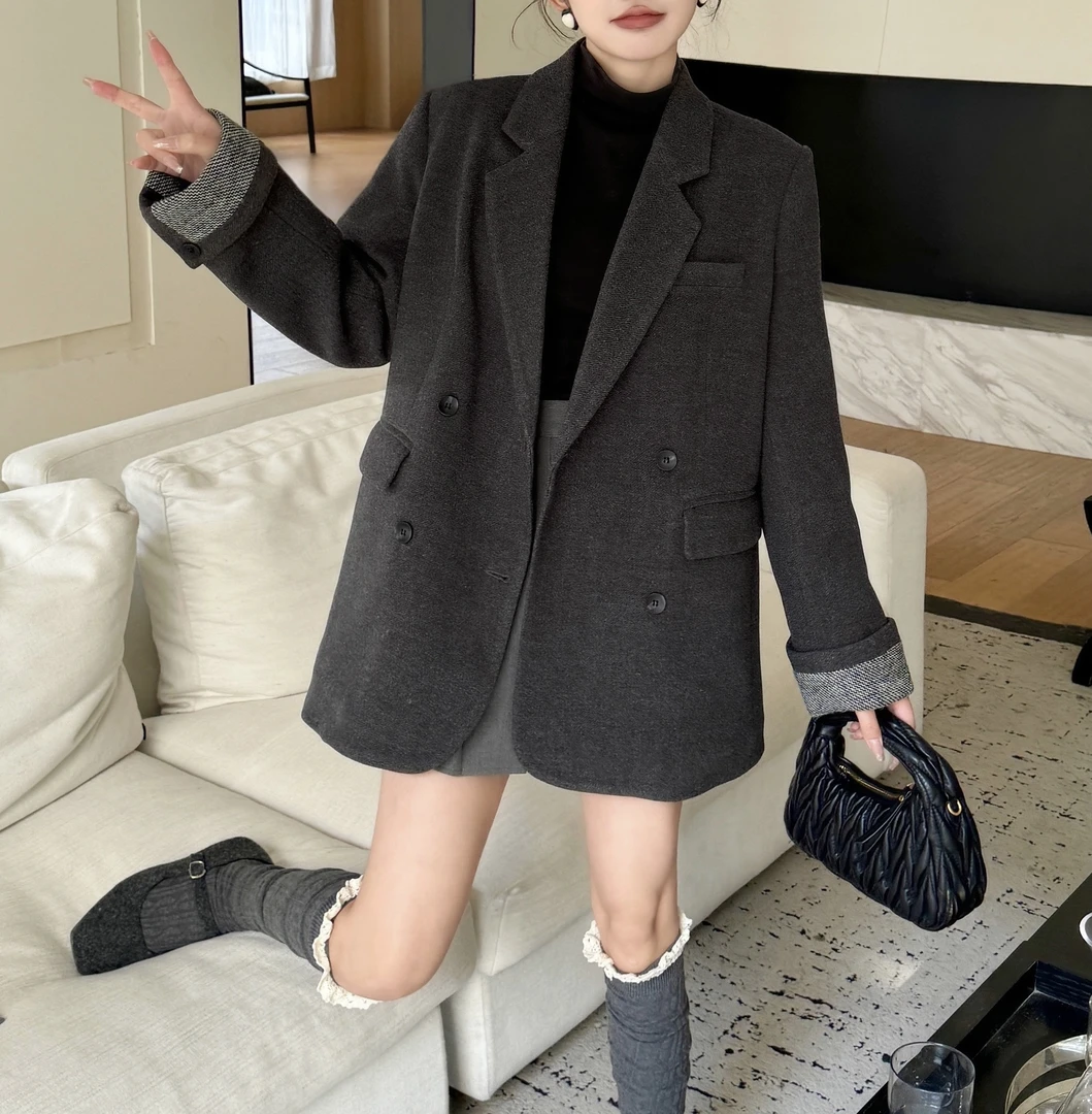 中长款西装羽绒服外套女冬季加厚保暖西服