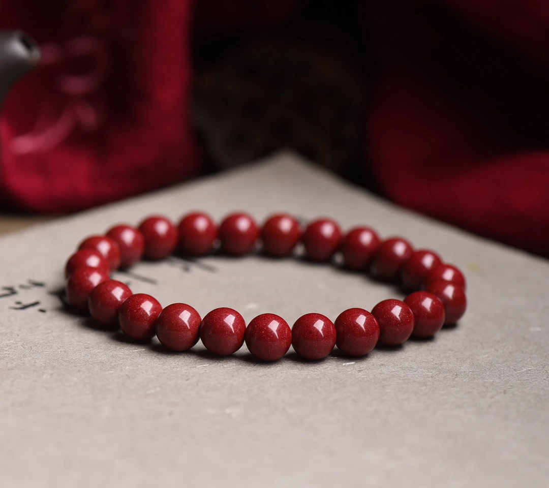 含辰砂工艺品紫金砂8mm保真朱砂手串男女本命年朱砂男女个性手链