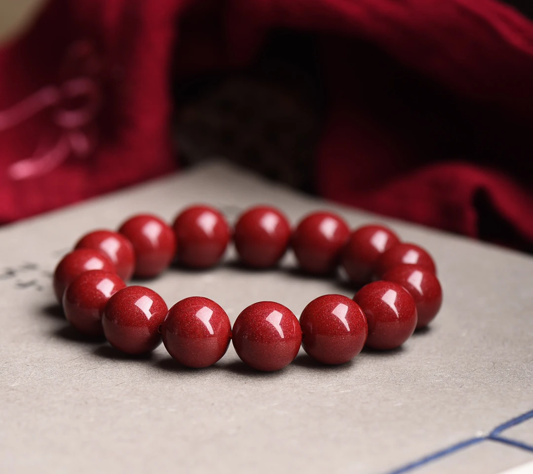 含辰砂工艺品紫金砂14mm保真保含量砂手串男女个性手链送人生日