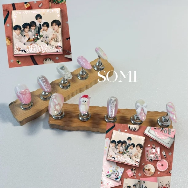 NCTWISH冬专属性穿戴甲定制原创手工粉色可爱冬日穿戴式