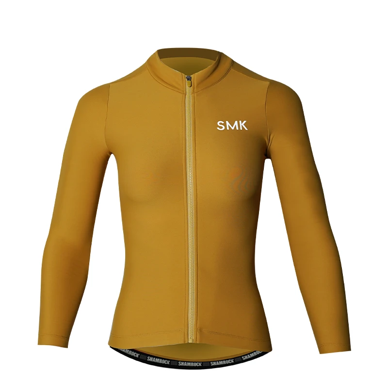 SHAMROCK仕玛客春秋薄绒运动骑行服新款抓绒男保暖自行车上衣秋黄