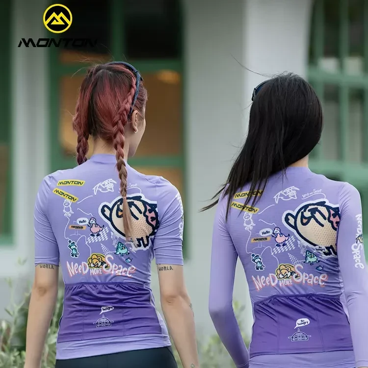 Monton脉腾长袖骑行服 春夏男女轻薄卡通短上衣公路车服恐龙二号