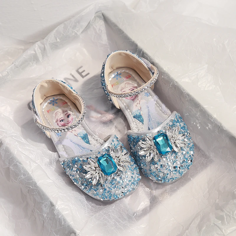 女童水晶公主凉鞋2025夏季新款水钻包头小女孩皮鞋软底儿童演出鞋