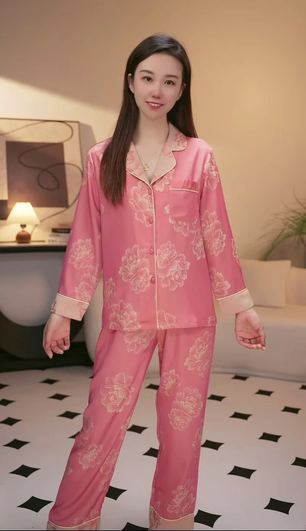 2025年春夏季新品翻领大码薄款高档轻奢女士睡衣家居服可外穿BMM