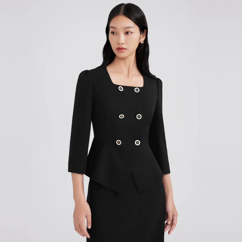 LIME/莱茵【夜色幻想】24早春新款千金套装短外套分割LMFA2BWCJ303