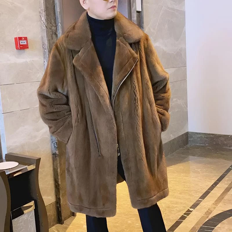 【南兮】NANIX 小众设计长款水貂大衣 宽松潮流时尚 衣长100CM百搭