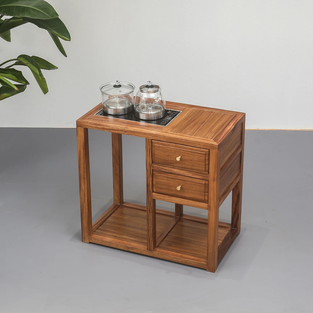 乌金木双抽茶水柜边角柜茶桌小茶几新中式茶几简约