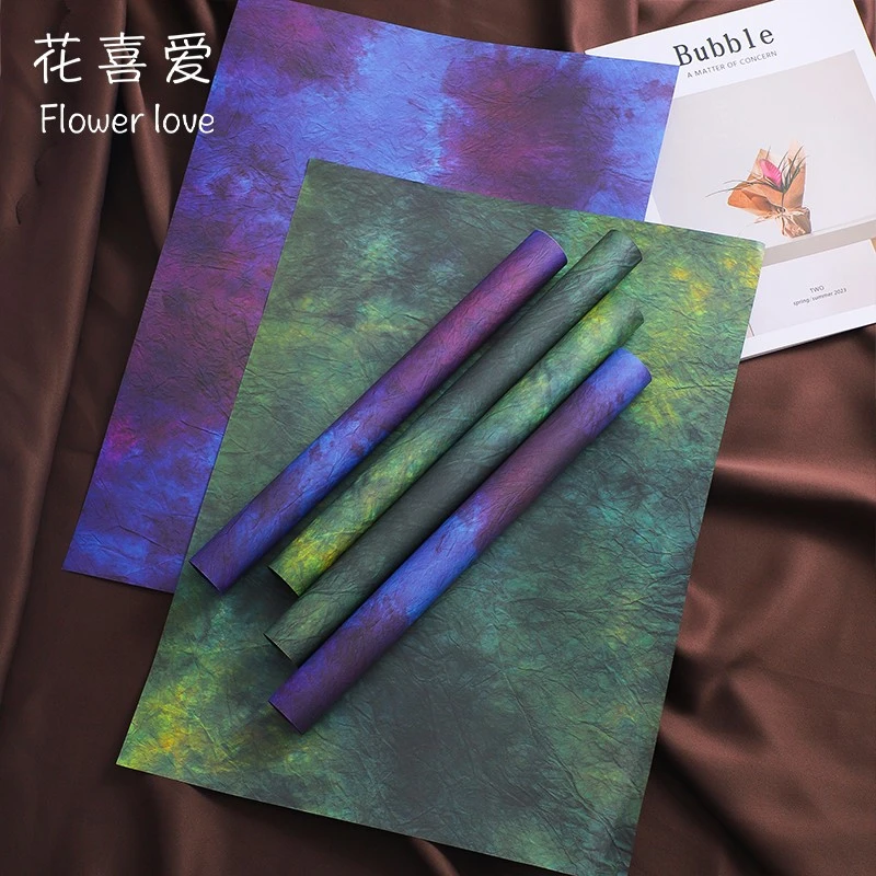 花喜爱水墨系黄恋绿包装纸小皇子包花纸牛皮纸渐变花束鲜花包装材