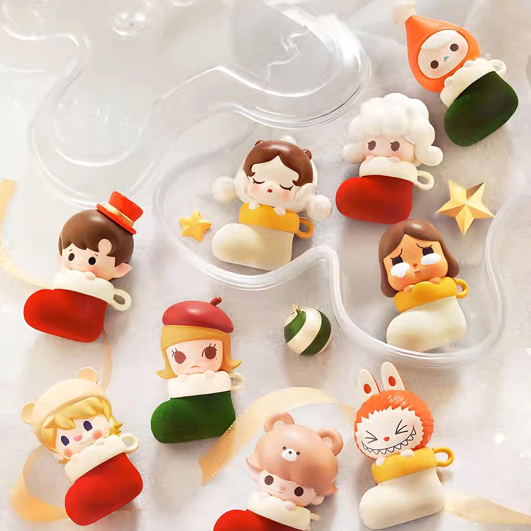 【代拆】泡泡家圣诞袜系列萌粒盲盒潮玩手办摆件