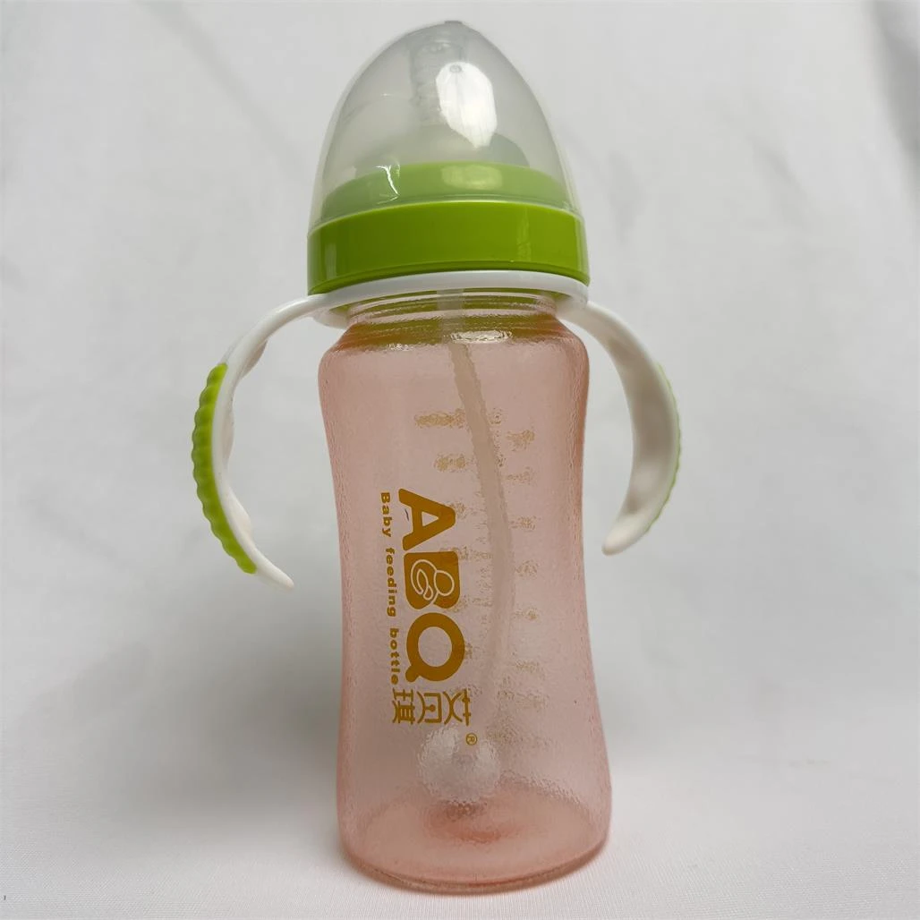 ABQ/艾贝琪玻璃240ML宽口防摔婴幼儿奶瓶防胀气防漏蓝色绿色防呛
