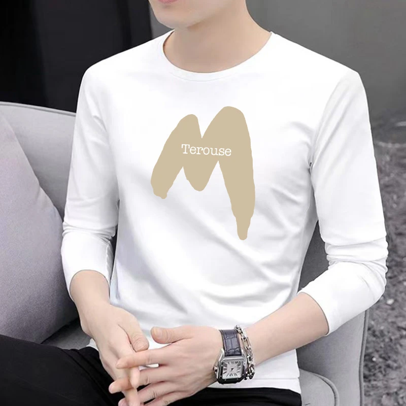 【厂家直销】春秋季男士长袖T恤圆领百搭体恤打底衫韩版潮流t恤男