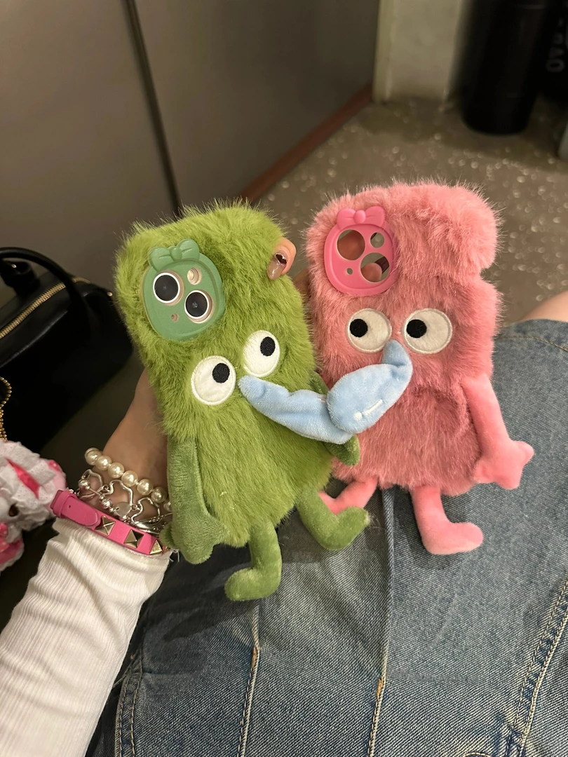 【来了】ins鼻涕毛绒怪兽磁吸适用iPhone15苹果14新款13pro手机壳