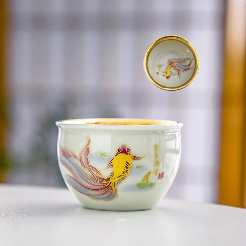 金玉满堂高端茶杯主人杯单杯个人专用办公室陶瓷功夫茶具大号容量