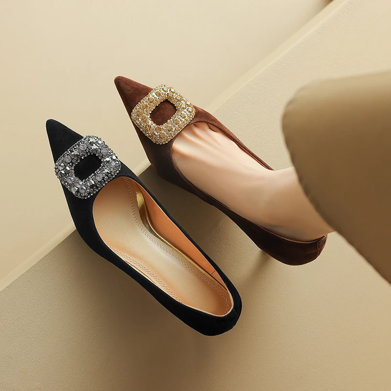 缘曦2025时尚秋冬浅口高跟鞋真皮女鞋气质单鞋百搭黑色法式尖头