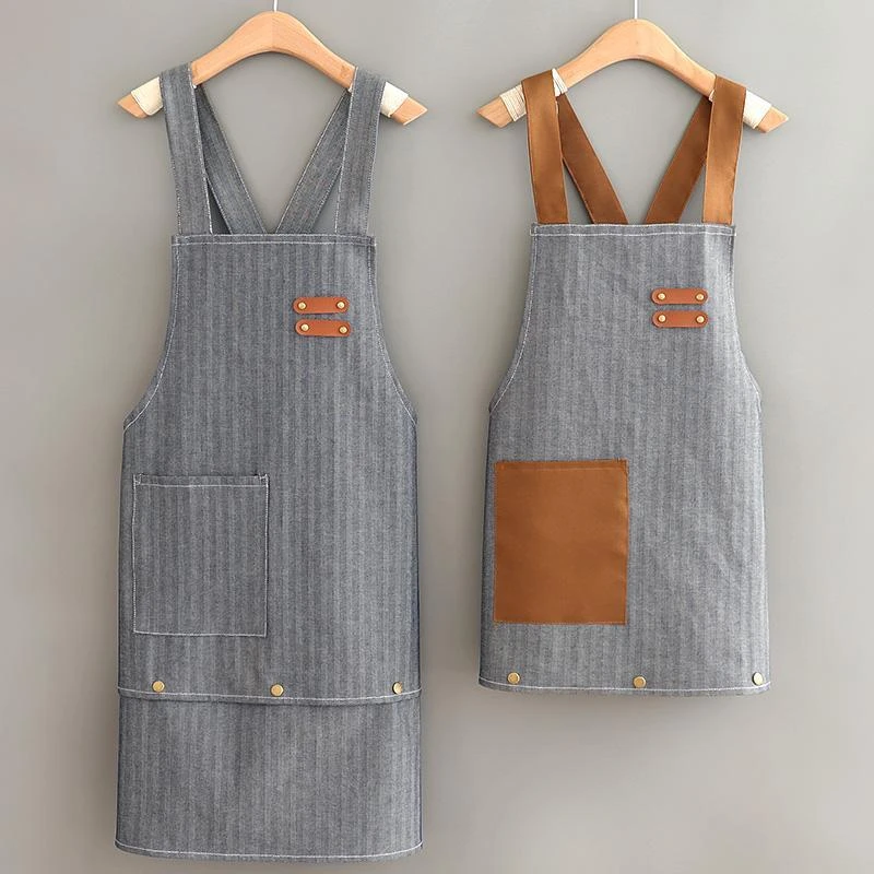 牛仔围裙餐饮工作服围腰男女咖啡画画奶茶定制小个子耐磨防油污