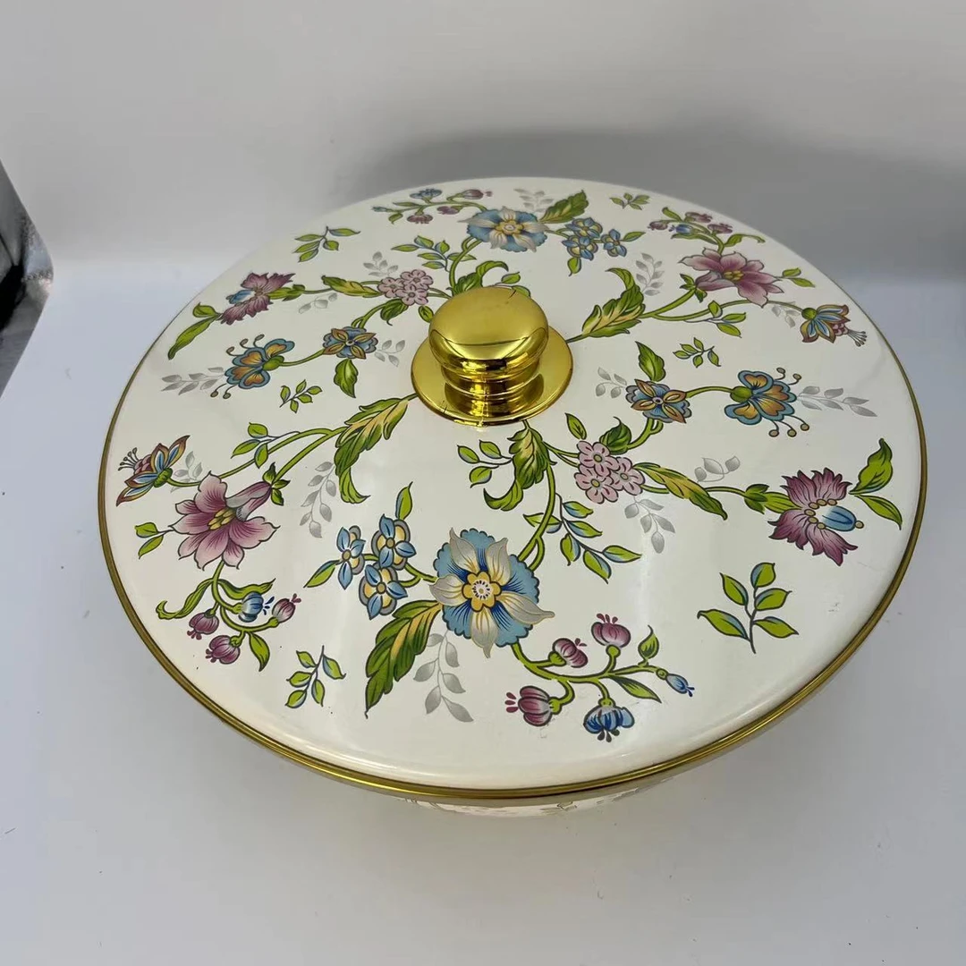 28.8cm芳香珐琅搪瓷带盖和面盆洗菜盆汤锅电磁炉明火通用